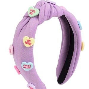 Valentines, purple headband Knotted Conversation Hearts